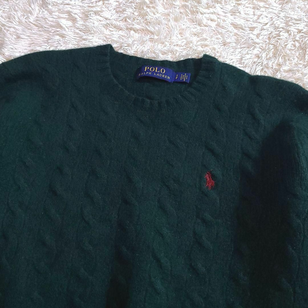 ポロラルフローレン ケーブルニット セーター カシミヤ混 肉厚 S~M 美品