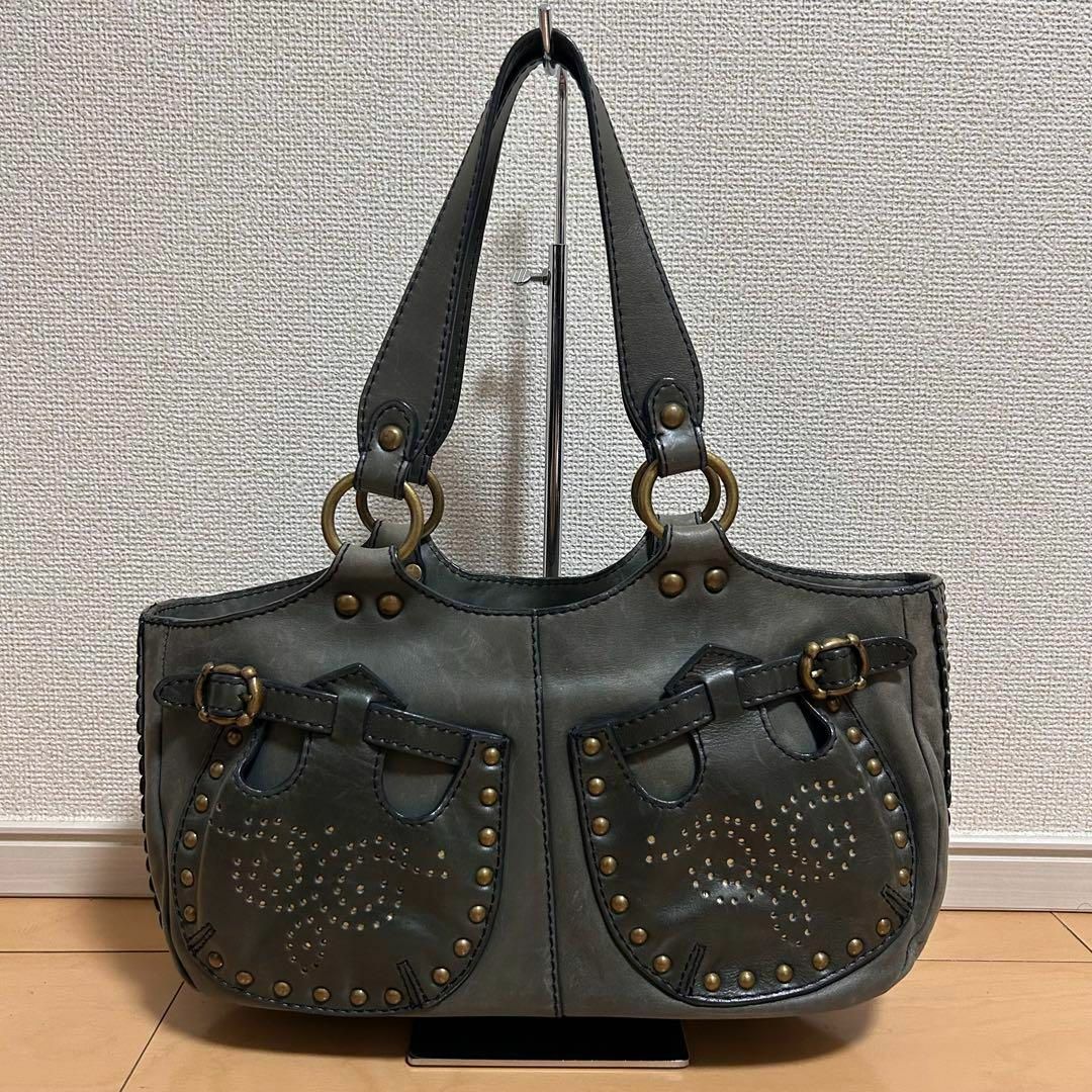 ANNA SUI - ANNA SUI アナスイ グリーン系 スタッズ ハンドバッグ