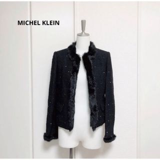 ミッシェルクラン(MICHEL KLEIN)のMICHEL KLEIN ミッシェルクラン　スパンコール　ラビット　ジャケット(ノーカラージャケット)