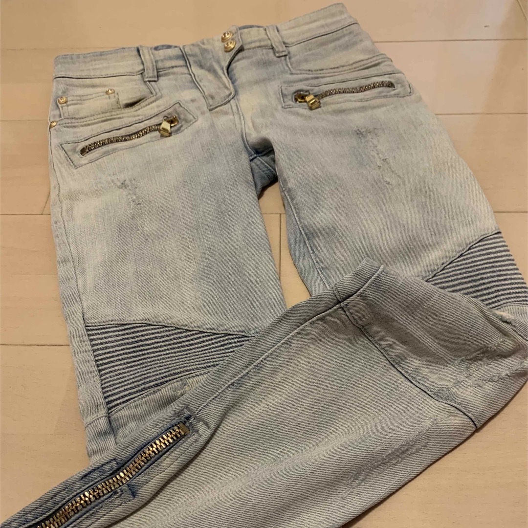 BALMAIN - バルマン ダメージ加工 ハイブリーチ ブルー バイカー