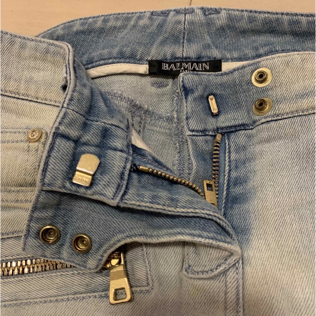 BALMAIN - バルマン ダメージ加工 ハイブリーチ ブルー バイカー