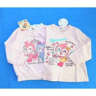 アンパンマン(アンパンマン)の新品　95cm　アンパンマン　Tシャツとトレーナー2枚セット　ピンク×ピンク(Tシャツ/カットソー)