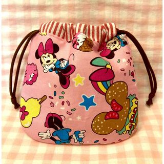 ミニーマウス柄☆ハンドメイド☆巾着☆ピンク(その他)