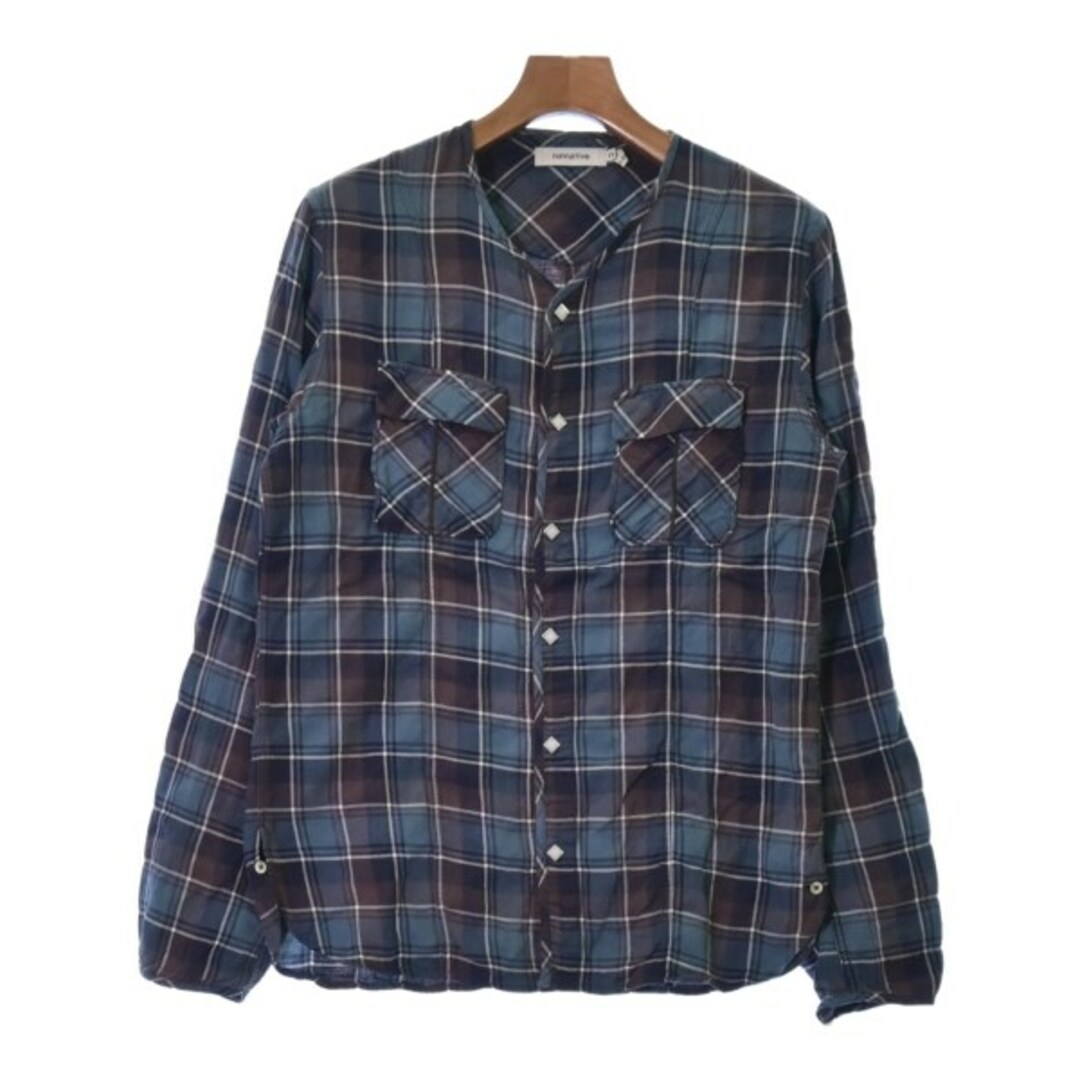 nonnative(ノンネイティブ)のnonnative カジュアルシャツ 0(XS位) 青x茶等(チェック) 【古着】【中古】 メンズのトップス(シャツ)の商品写真