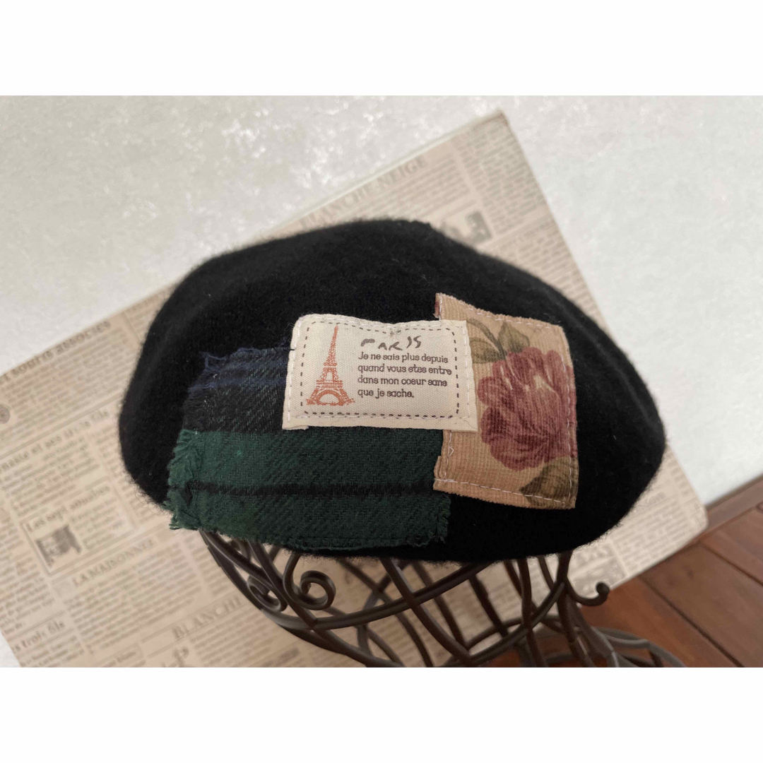 ベレー帽 リメイク ハンドメイド 手作り エッフェル塔 パッチワーク 秋