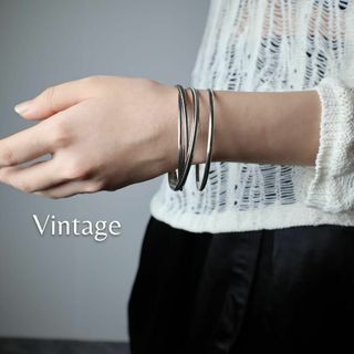 アートヴィンテージ(ART VINTAGE)の【vintage】4連 バングル シルバーカラー ブレスレット シンプル レトロ(バングル/リストバンド)