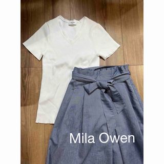 ミラオーウェン(Mila Owen)の美品⭐︎Mila Owen Vネックサマーニット　ホワイト(ニット/セーター)