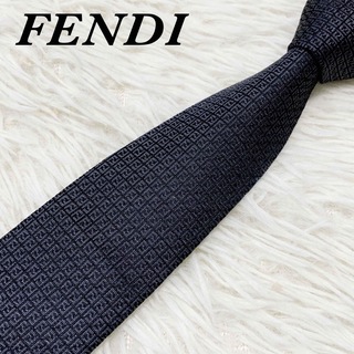 【ジャガード】FENDI 高級ネクタイ　ブルー　FF ズッカ　FF総柄