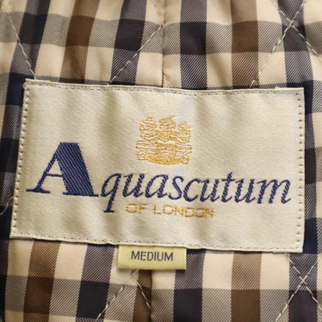 アクアスキュータム 日本製 2way ステンカラーコート M ベージュ系 Aquascutum 中綿ライナー付き フード メンズ   【230925】