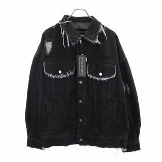 ミシカ(MISHKA)の未使用 ミシカ ダメージ加工 デニムジャケット M ブラック系 MISHKA 刺繍 ジージャン メンズ 【中古】  【230925】(ダッフルコート)