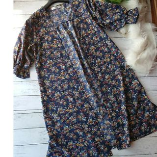 美品！Dreamymina☆5分～6分袖花柄ロングシフォンシャツ(カーディガン)