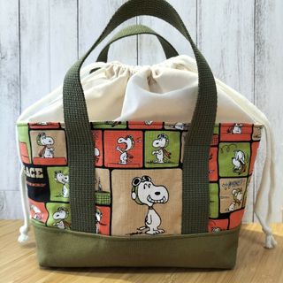 スヌーピー(SNOOPY)のSNOOPY　フライングエース　巾着トートバッグ　お弁当袋　コンビニバッグ(トートバッグ)