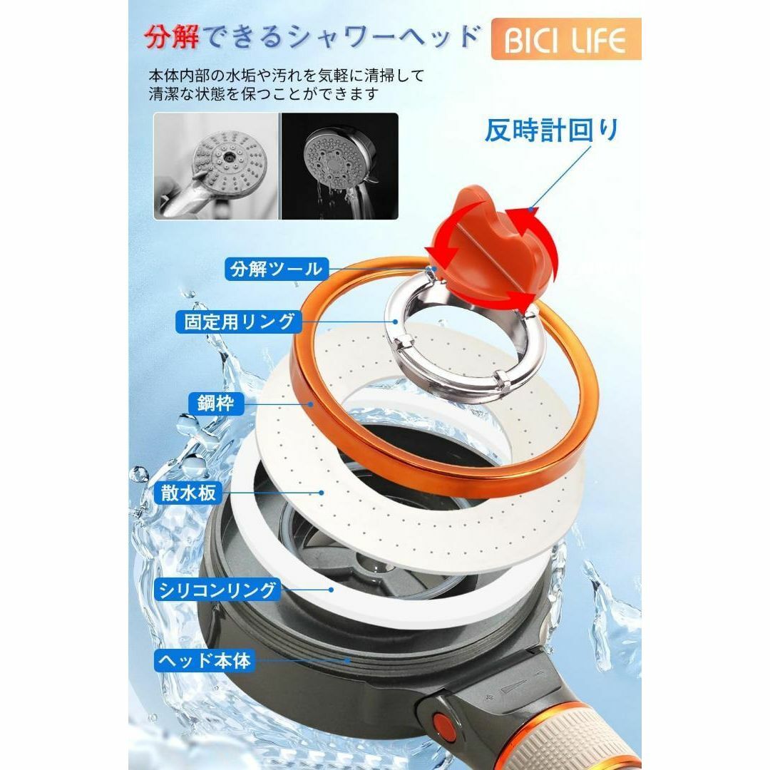 シャワーヘッド 節水 塩素除去&浄水 高水圧&マイクロバブル メンズのジャケット/アウター(ノーカラージャケット)の商品写真