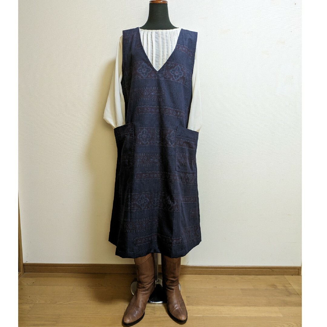 SOLD お値下げ中 着物リメイクAラインジャンパースカート 紬 M SOLD お値下げ中 着物リメイクAラインジャンパースカート 紬 M
