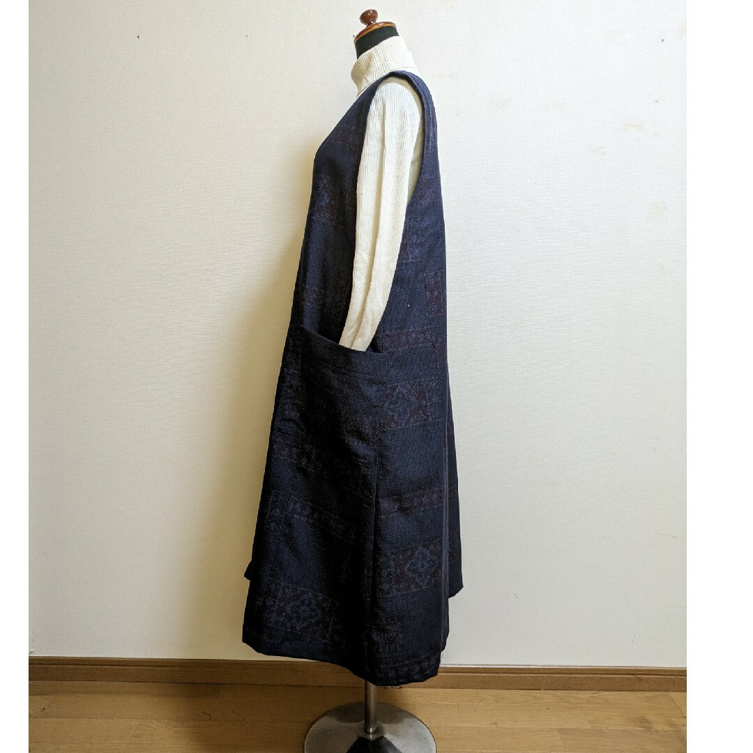 SOLD お値下げ中 着物リメイクAラインジャンパースカート 紬 M SOLD お値下げ中 着物リメイクAラインジャンパースカート 紬 M