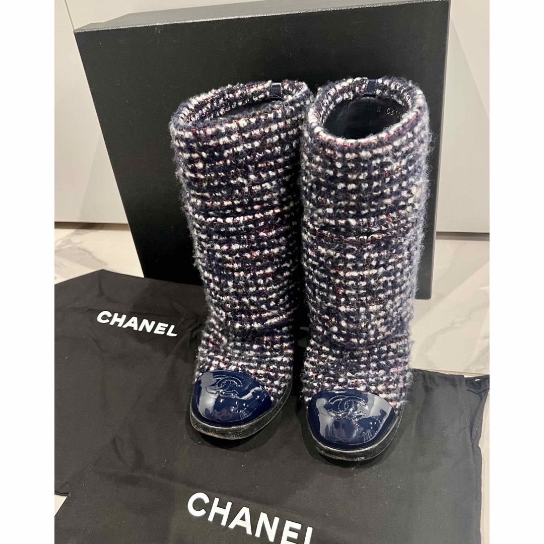 CHANEL シャネル ツイード アンクルブーツ (着画有)