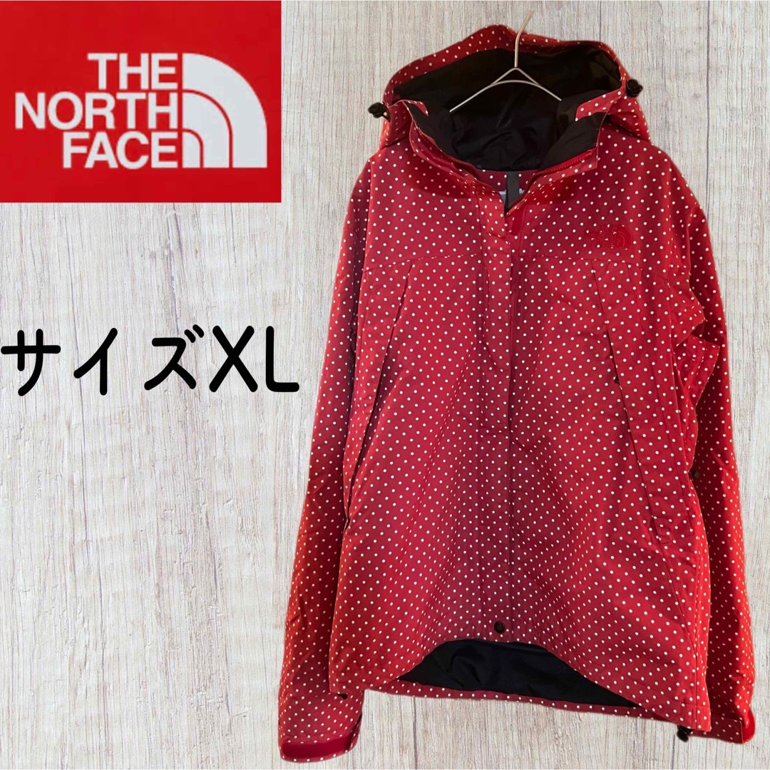良品】レッド×ホワイトドット柄ノースフェイスノベルティスクープ