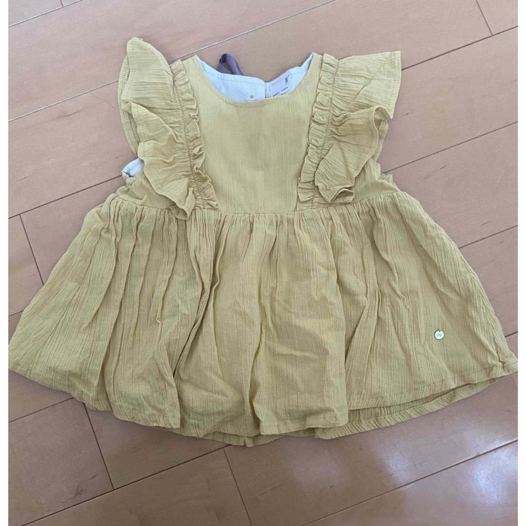 petit main(プティマイン)のプティマイン　フリルトップス　イエロー　100 キッズ/ベビー/マタニティのキッズ服女の子用(90cm~)(Tシャツ/カットソー)の商品写真