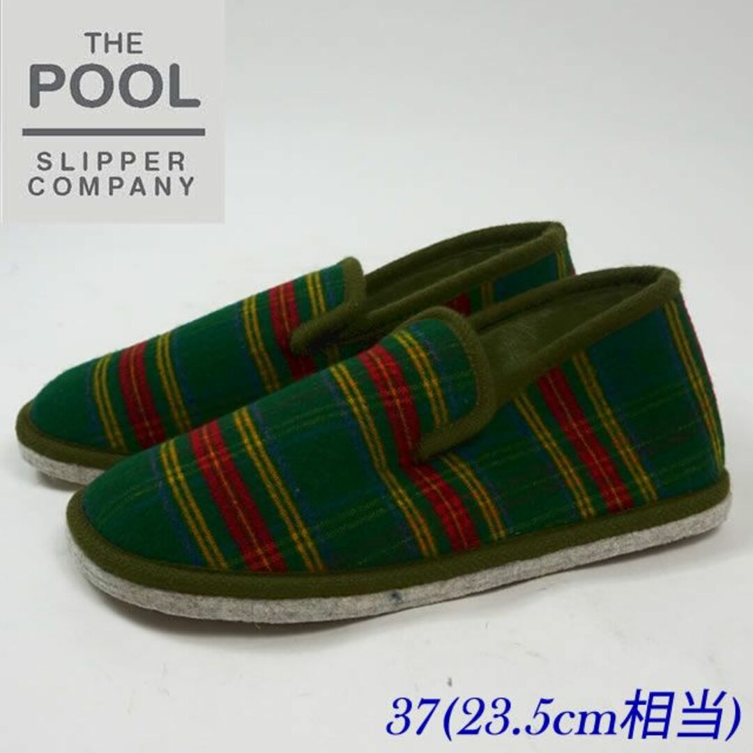 THE POOL スリッポン フェルト調 チェック グリーン系4805808 レディースの靴/シューズ(スリッポン/モカシン)の商品写真