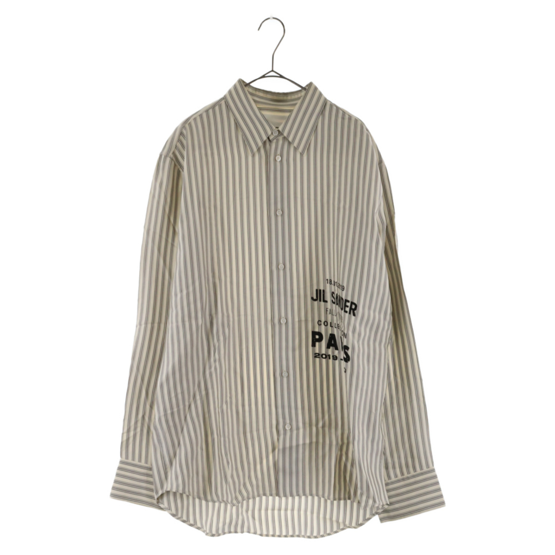 JIL SANDER ジルサンダー 19AW ロゴプリントストライプレーヨン 長袖シャツ JSMP742154 MP381036A アイボリー