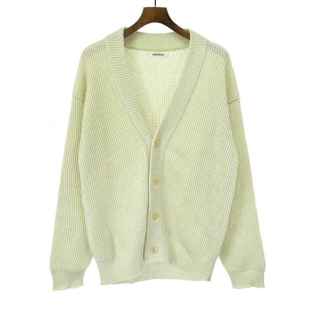 AURALEE オーラリー 21SS HEMP RIB KNIT BIG CARDIGAN ヘンプリブニットカーディガン グリーン 4新古品使用感の無い新品同様品Ａ