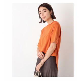 オペークドットクリップ(OPAQUE.CLIP)の美品　オペークドットクリップ シルキースーピマ　Tシャツ　オレンジ(Tシャツ(半袖/袖なし))