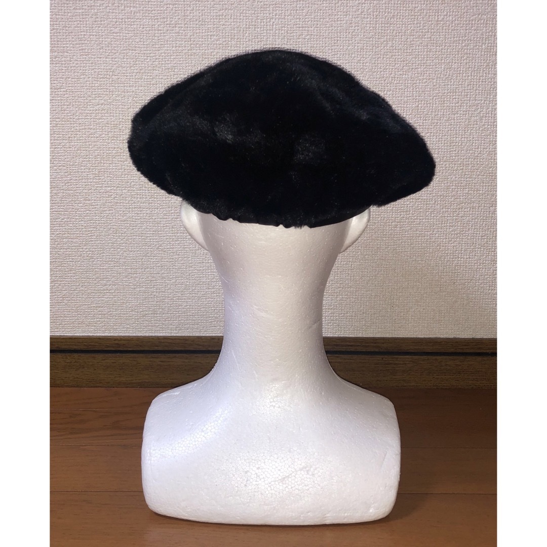 KANGOL(カンゴール)のS/M 美品 KANGOL ファー ベレー帽 ハンチングキャップ ブラック 黒 レディースの帽子(ハンチング/ベレー帽)の商品写真