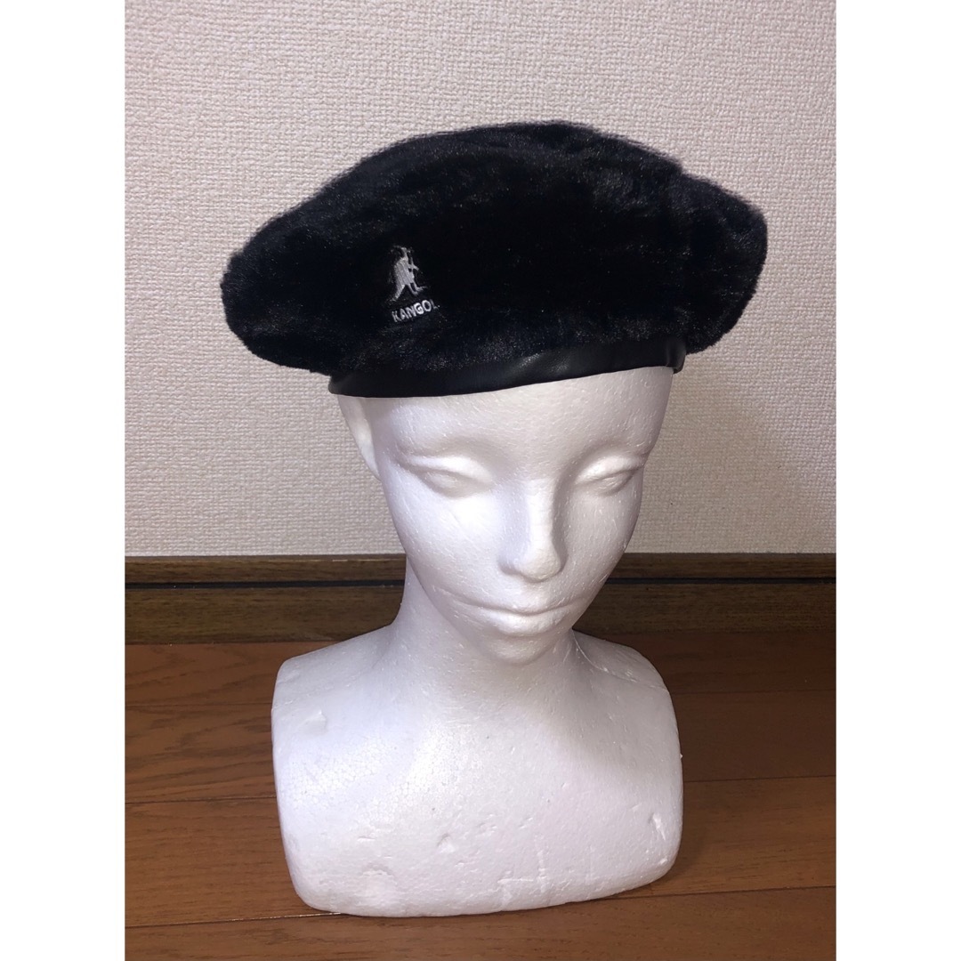 KANGOL(カンゴール)のS/M 美品 KANGOL ファー ベレー帽 ハンチングキャップ ブラック 黒 レディースの帽子(ハンチング/ベレー帽)の商品写真