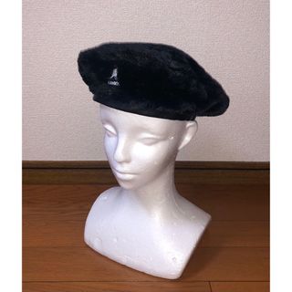 KANGOL - S/M 美品 KANGOL ファー ベレー帽 ハンチングキャップ ブラック 黒