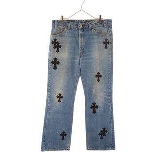 CHROME HEARTS クロムハーツ ×LEVI'S U VNTG JEAN BLU/RED TAB 501×リーバイスコラボ クロスパッチ付きウォッシュド ボタンフライ デニムパンツ ブラック