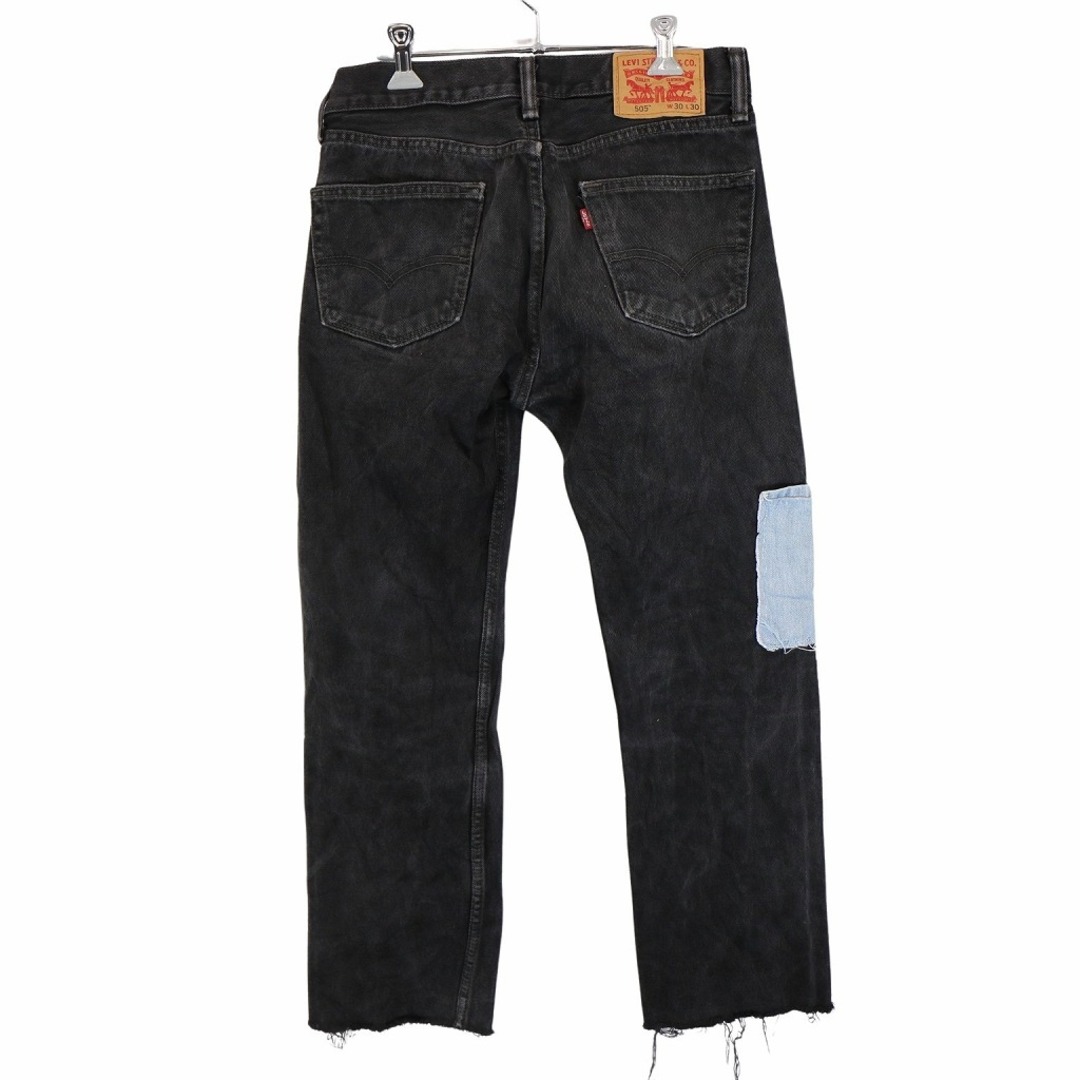 Levi's リーバイス 505 デニムパンツ ペインティング リメイク ブラック (メンズ 30/30) 中古 古着 O3026