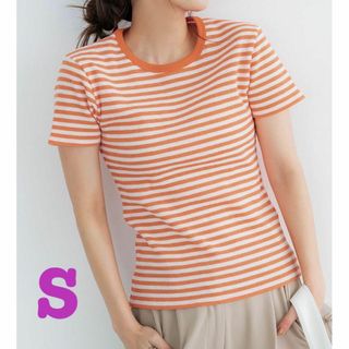 コカ(coca)の新品　coca ワッフルボーダー　トップス　レディース　S オレンジ(Tシャツ(半袖/袖なし))