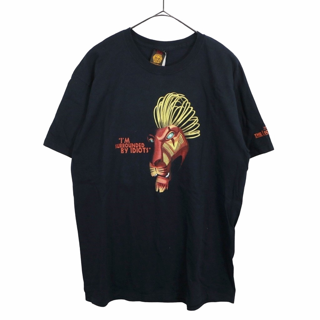 Disney(ディズニー)のDisney ディズニー キャラクタープリント 半袖Ｔシャツ THE LION KING ライオンキング ダークネイビー (メンズ L) 中古 古着 O3105 メンズのトップス(Tシャツ/カットソー(半袖/袖なし))の商品写真