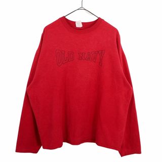 オールドネイビー(Old Navy)のOLD NAVY オールドネイビー ブランドネームプリント スウェット レッド (メンズ XL) 中古 古着 O3107(スウェット)