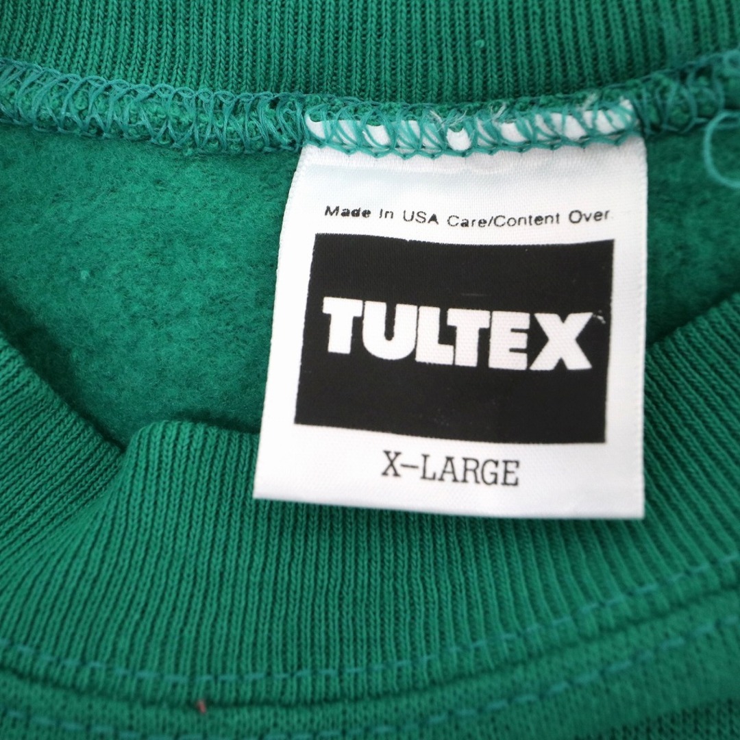 90年代 USA製 TULTEX 無地 スウェット ラグランスリーブ グリーン (メンズ XL) 中古 古着 O3110 メンズのトップス(スウェット)の商品写真