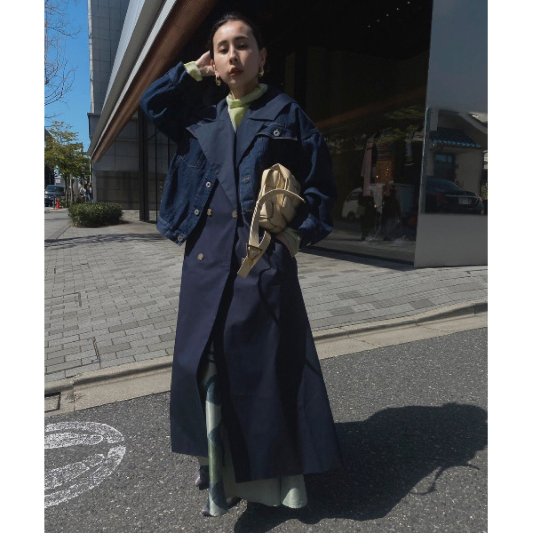 AMERI 3WAY DENIM LAYERED TRENCH ネイビー