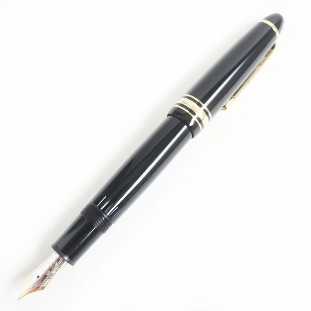 美品□MONTBLANC/モンブラン No.146 マイスターシュテュック ホワイトスター ペン先14K Mニブ 万年筆 ブラック×ゴールド ドイツ製 箱付き