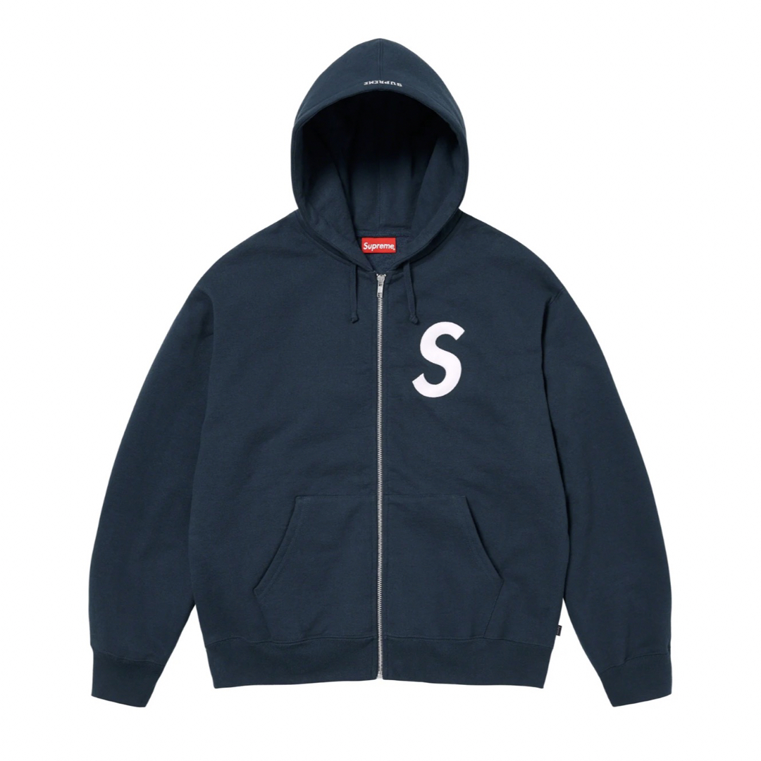 supreme Sロゴジップパーカー　新品未使用　ネイビー　Sサイズ