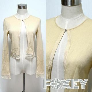 フォクシーブティック(FOXEY BOUTIQUE)のフォクシー■カシミヤ100％長袖カーディガン ボレロ 　ひらひらフレア袖　38(カーディガン)