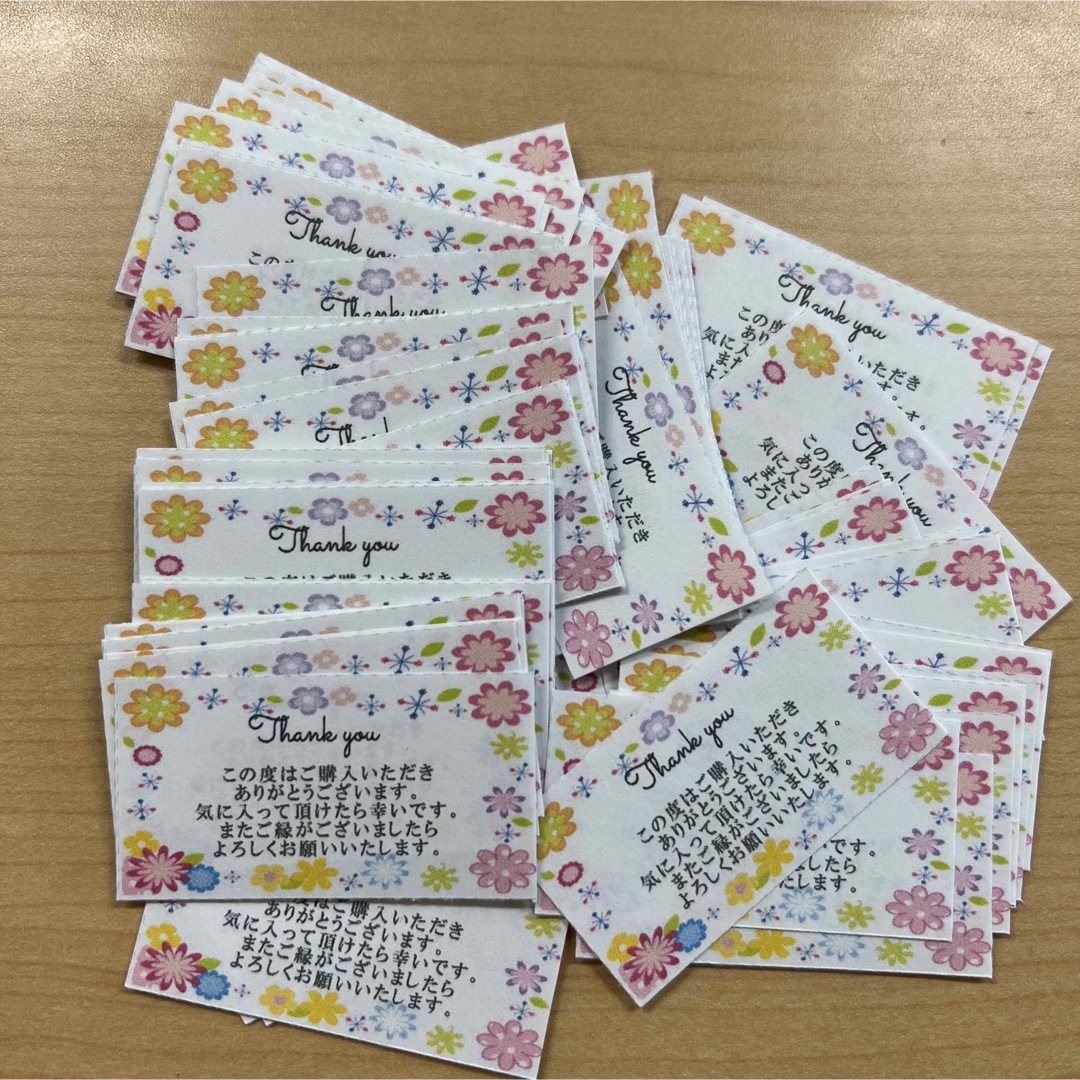 【SALE】サンキューカード　396枚　花柄4種類 ハンドメイドの文具/ステーショナリー(カード/レター/ラッピング)の商品写真