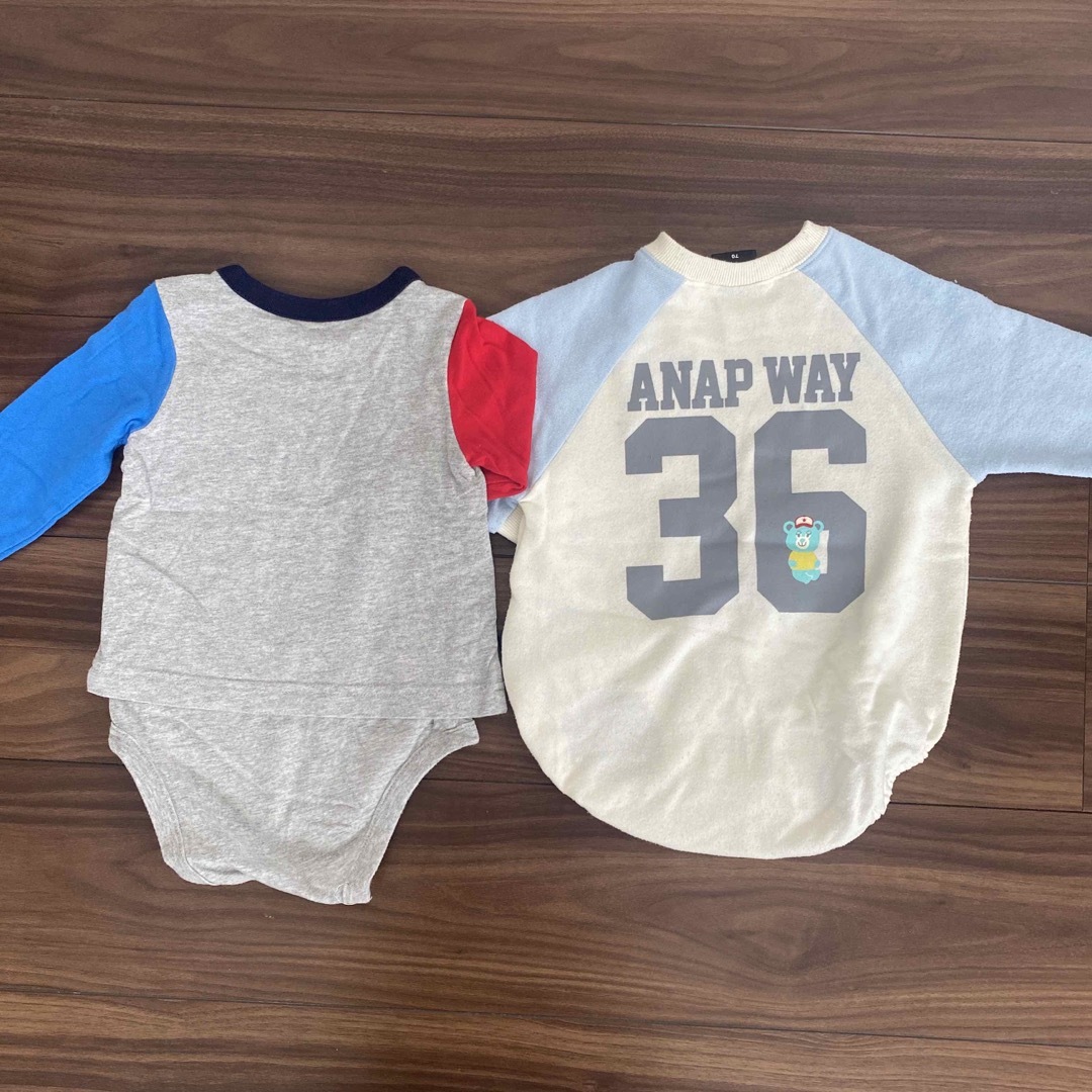 babyGAP(ベビーギャップ)のロンパース　長袖　70 80  4点セット　春秋　 キッズ/ベビー/マタニティのベビー服(~85cm)(ロンパース)の商品写真