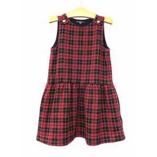 ベベ(BeBe)の【中古】BeBe べべ 子供服 べべ 女の子 ジャンパースカート 秋 レッド チェック 120ｃｍ(ワンピース)