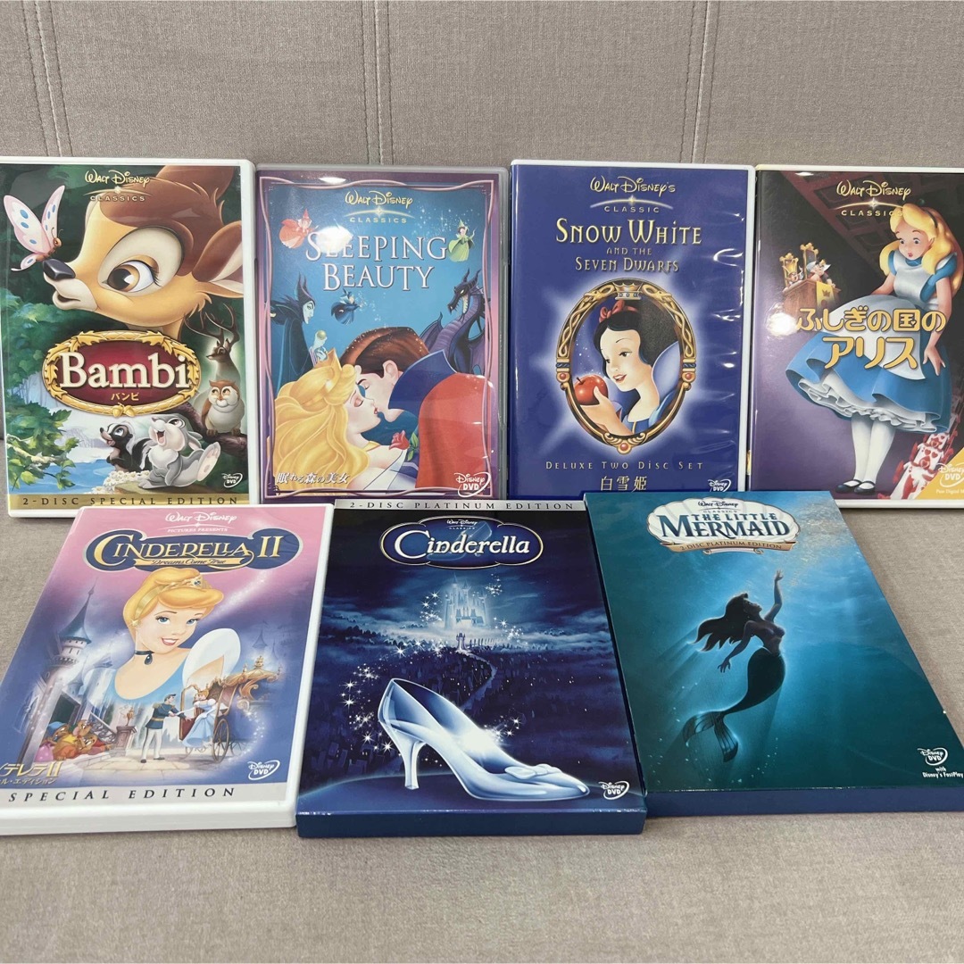 ディズニーアニメDVD　リトル・マーメイド，シンデレラ　他全7作品