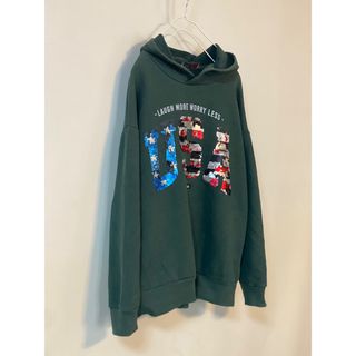 ザラキッズ(ZARA KIDS)の140 ZARAkids 2WAYスパンコール パーカー フーディ グリーン(Tシャツ/カットソー)