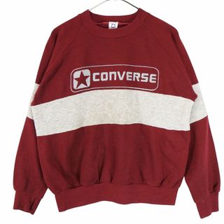 コンバース(CONVERSE)の80~90年代 USA製 CONVERSE コンバース ロゴプリント スウェット トレーナー ワインレッド (メンズ L) 中古 古着 O3175(スウェット)