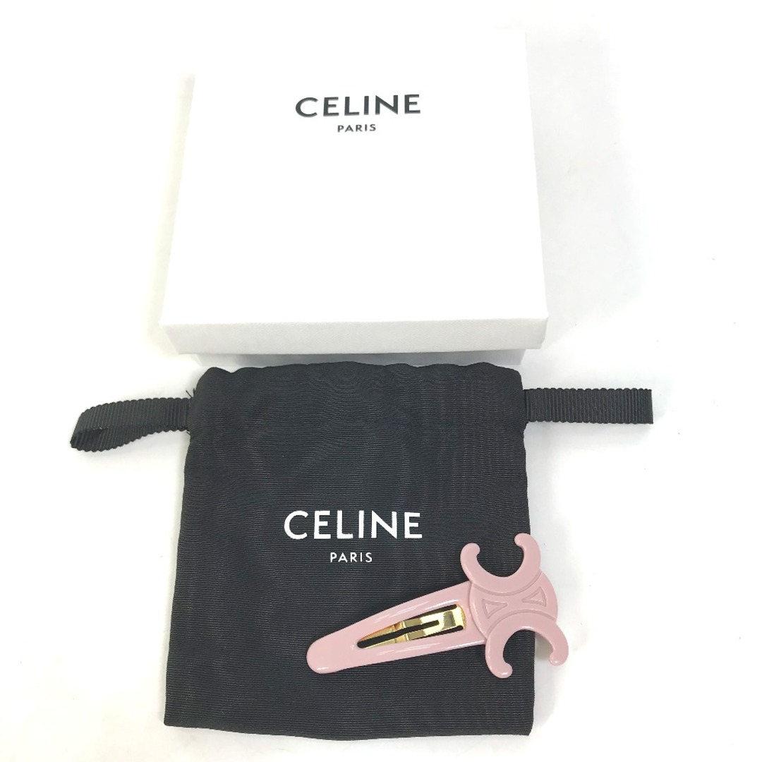 セリーヌ CELINE トリオンフ ラージ スナップ ヘアクリップ 460PT6CST ヘアアクセサリー ヘアピン アセテート ピンク 未使用