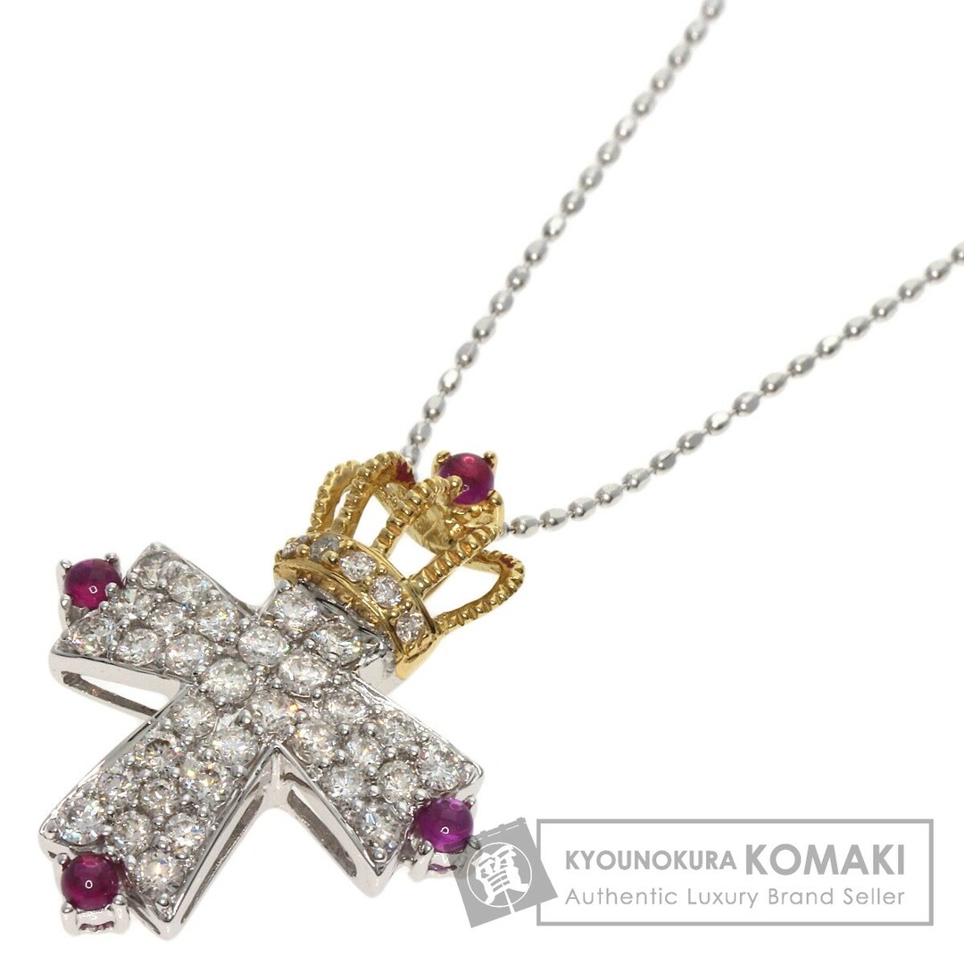 K18WG クロス ルビー ネックレス 1.00CT