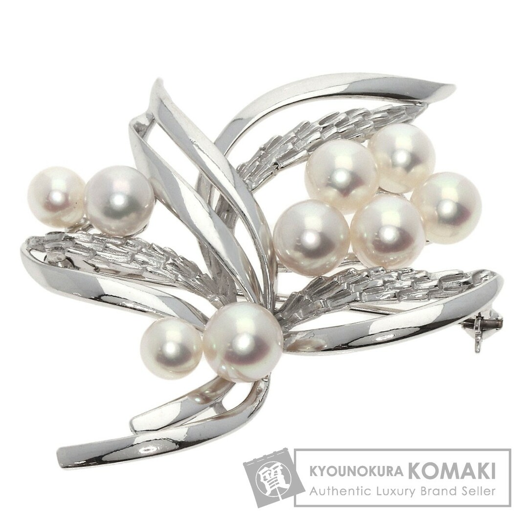 MIKIMOTO アコヤパール 真珠 ブローチ K14WG レディース