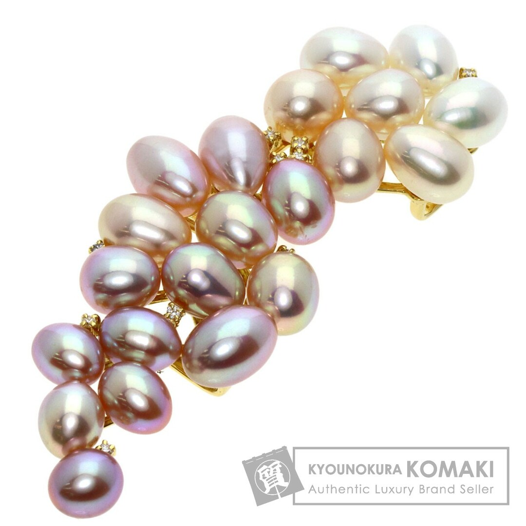 SELECT JEWELRY パール 真珠 ダイヤモンド カラーストーン ブローチ K14WG レディース