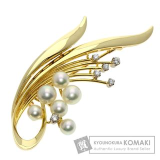 MIKIMOTO ピンブローチ ベビーパール 真珠 ダイヤモンド 音符モチーフ ト音記号 ブローチ K18YG レディース